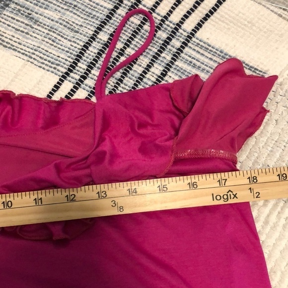 Anthropologie Womens Asymmetrical ruffle cami Sz S Pink Tank Top Feminine Flowy - Picture 6 of 7